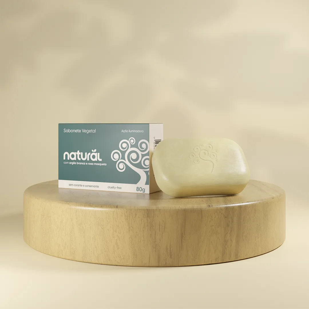 Sabonete em Barra Natural com Argila Branca e Óleo de Rosa Mosqueta 80g