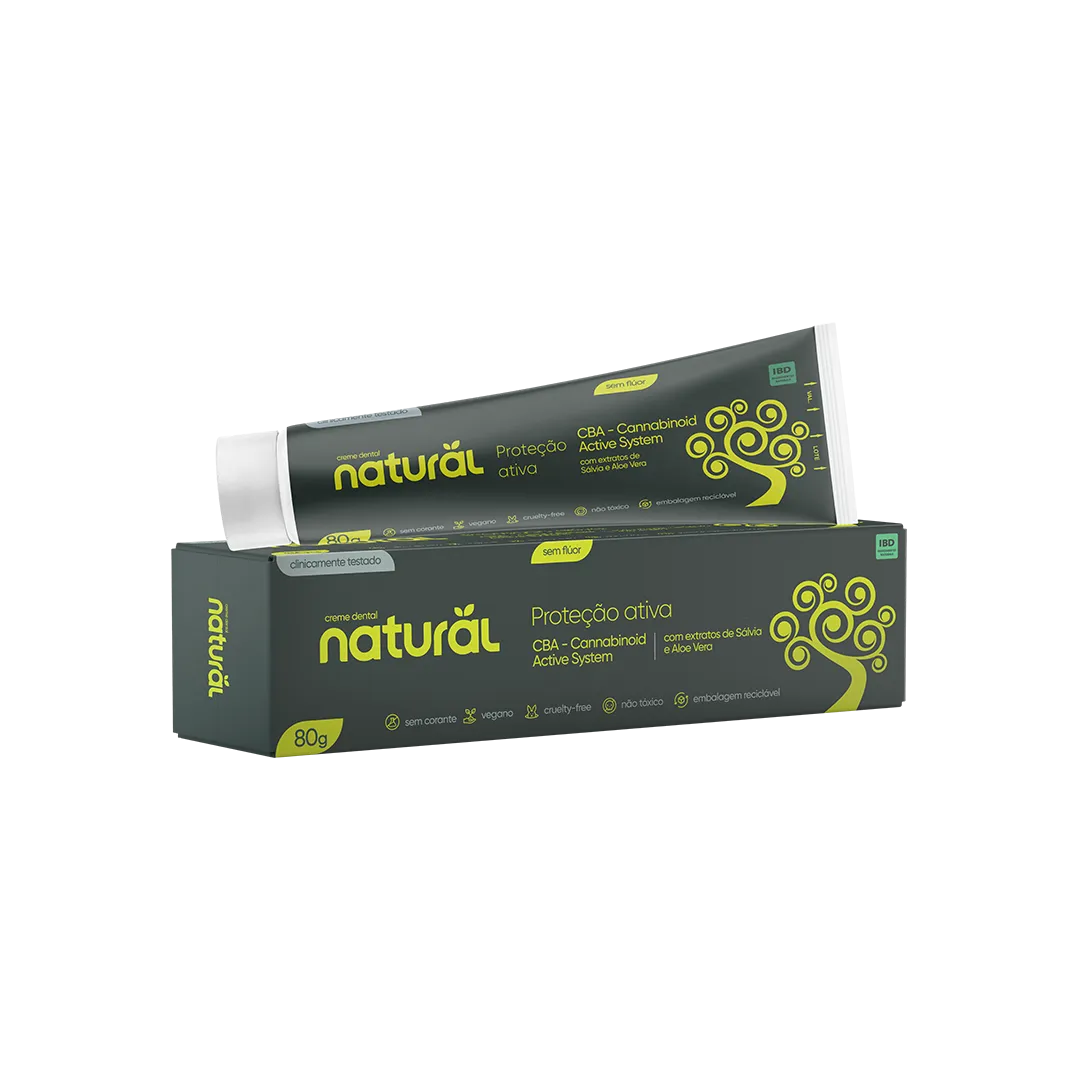 Creme Dental Natural Com CBA, Extratos De Salvia E Aloe Vera- 80gr