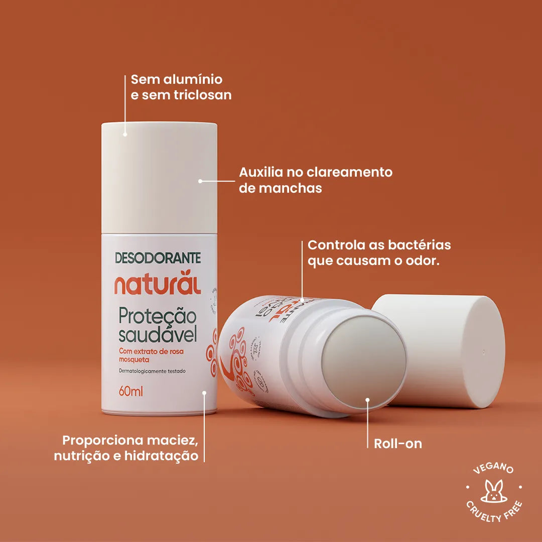 Desodorante Roll-on Natural com Extrato de Rosa Mosqueta