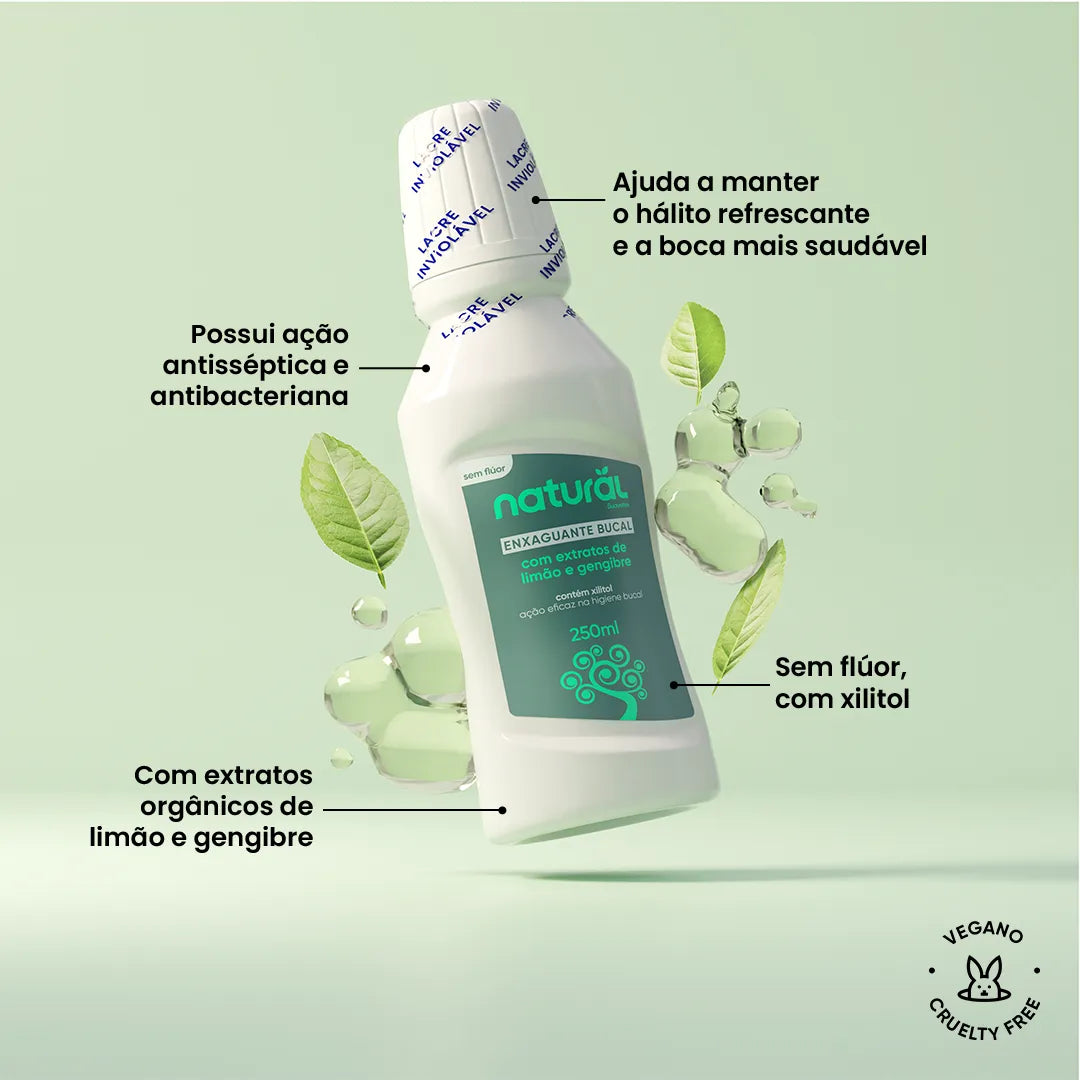 Enxaguante Bucal Natural com Extratos de Limão e Gengibre