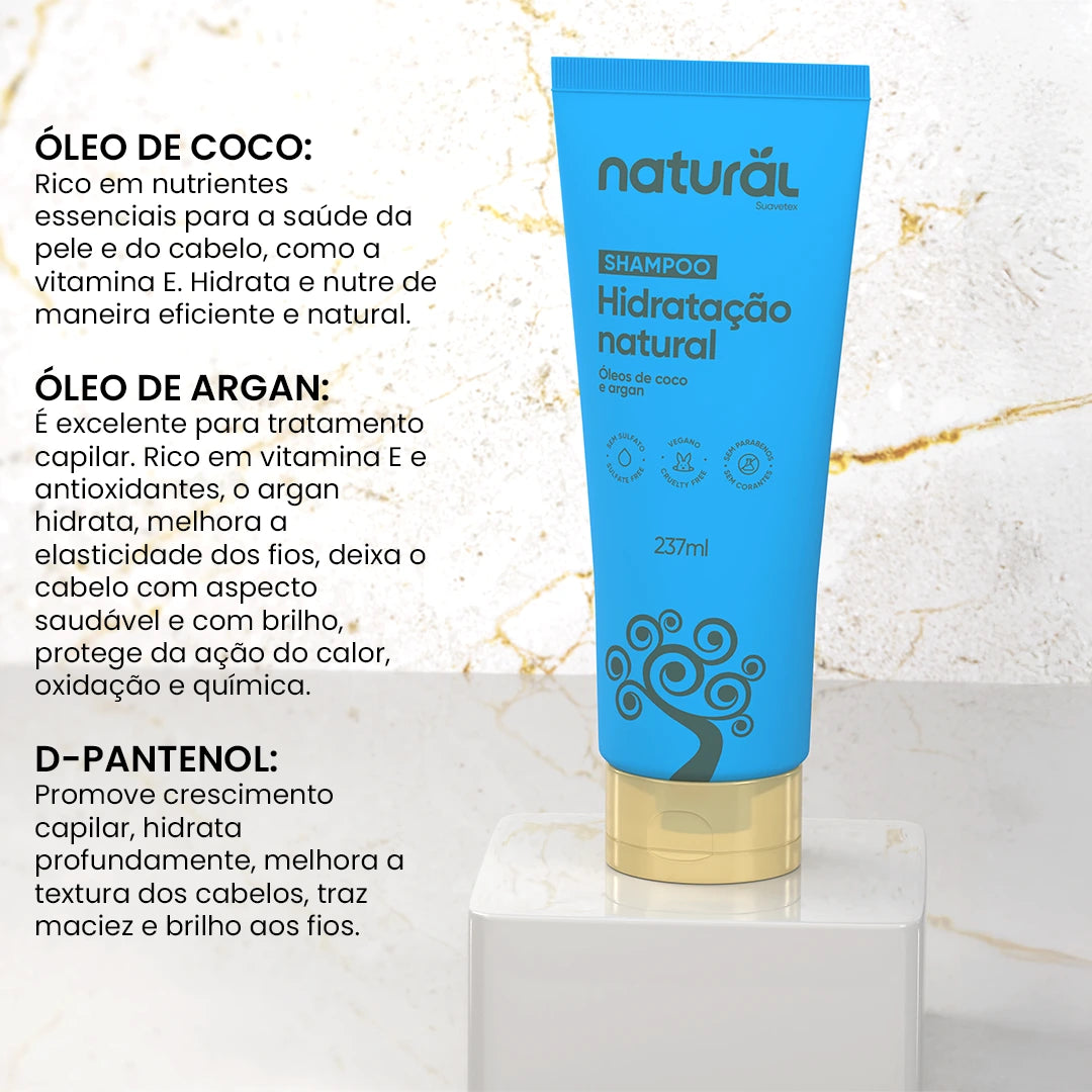 Shampoo Natural com Óleo de Coco e Argan 237mL Orgânico Natural