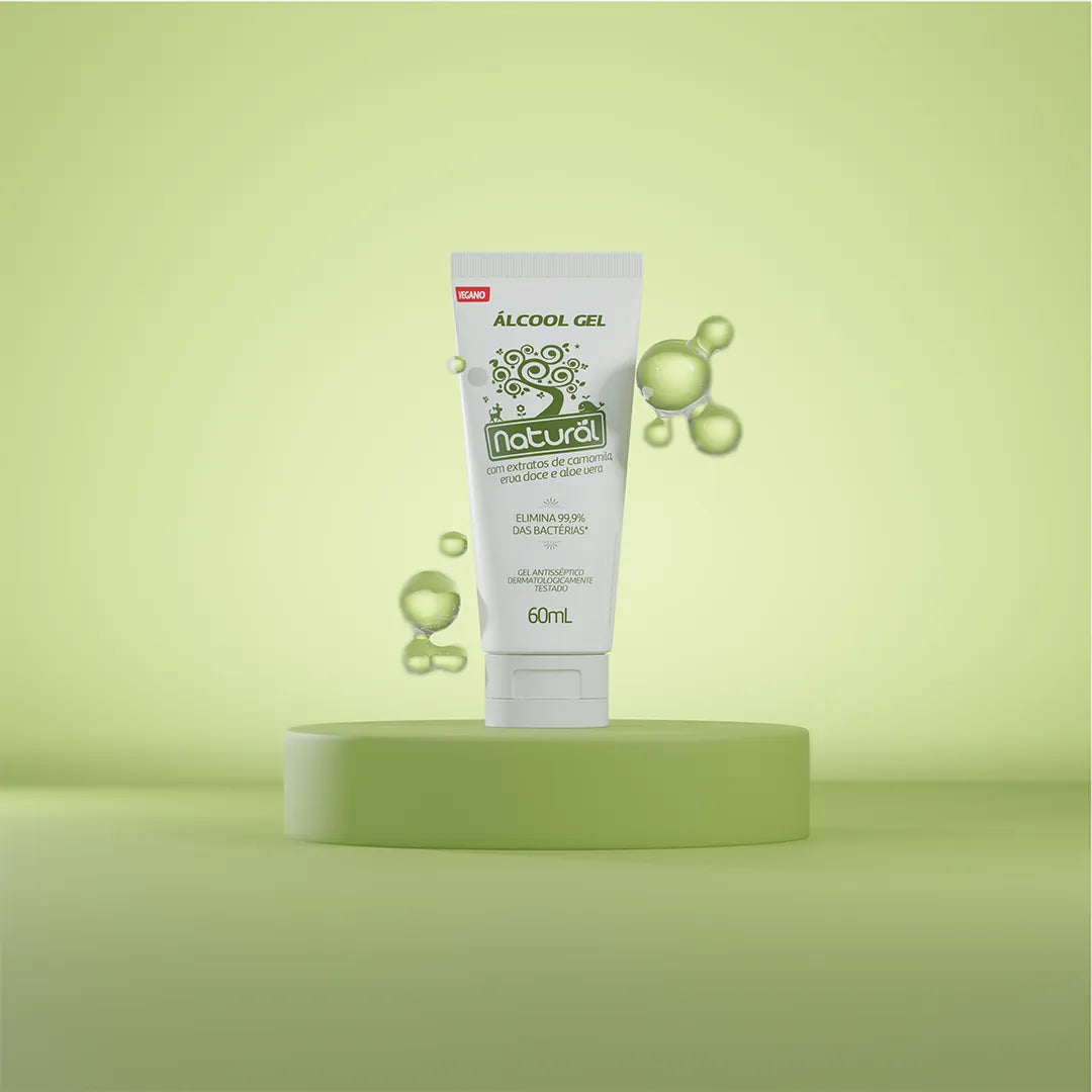 Álcool gel com Extratos Orgânicos de Camomila, Erva-doce e Aloe Vera