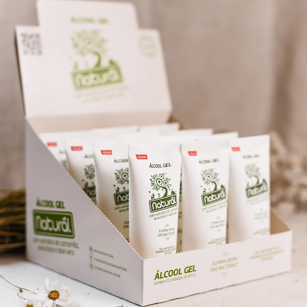 Álcool gel com Extratos Orgânicos de Camomila, Erva-doce e Aloe Vera