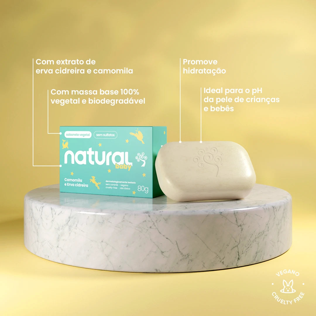 Sabonete em Barra Natural Baby com Camomila e Erva Cidreira 80 g