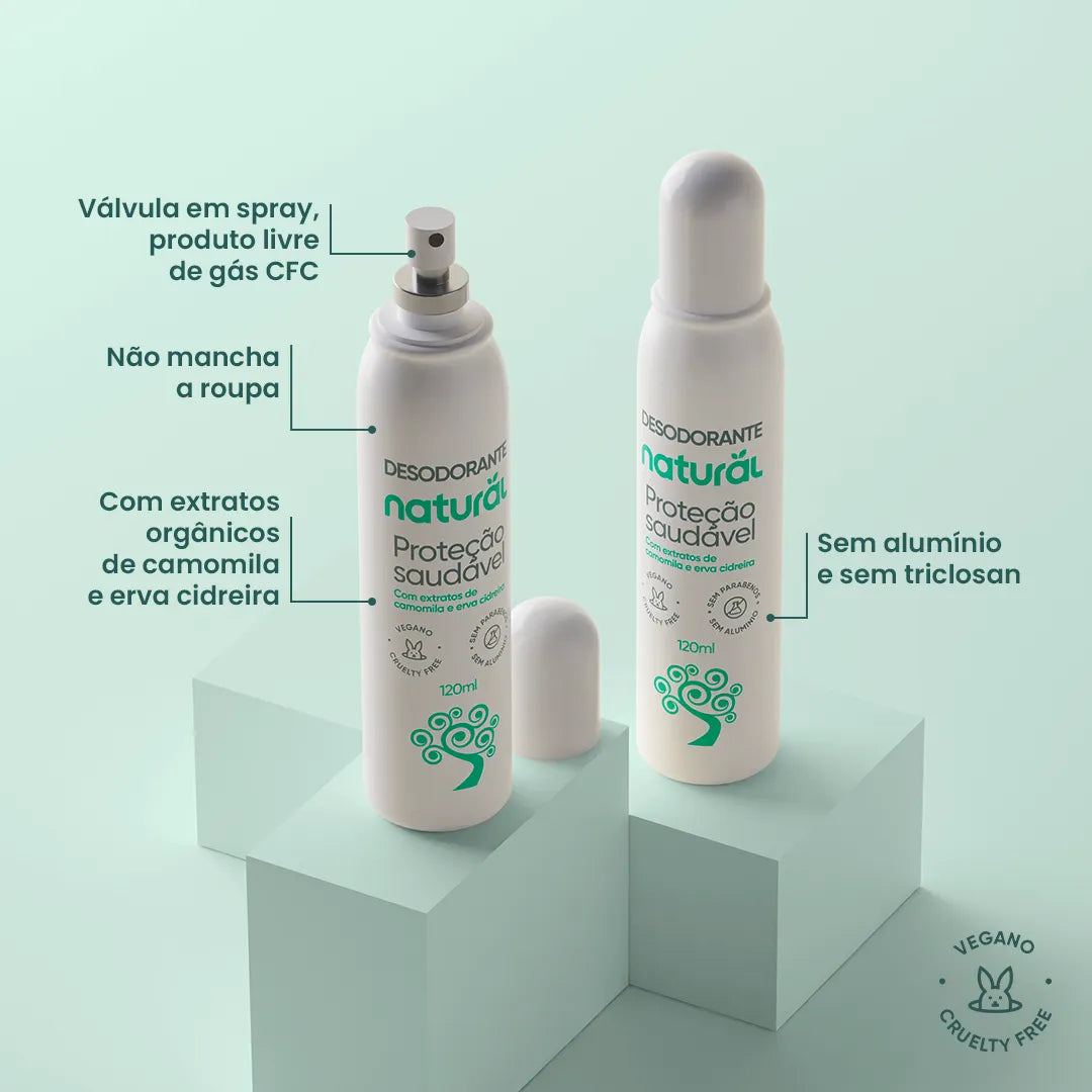 Desodorante Natural com Extratos de Camomila e Erva Cidreira 120mL