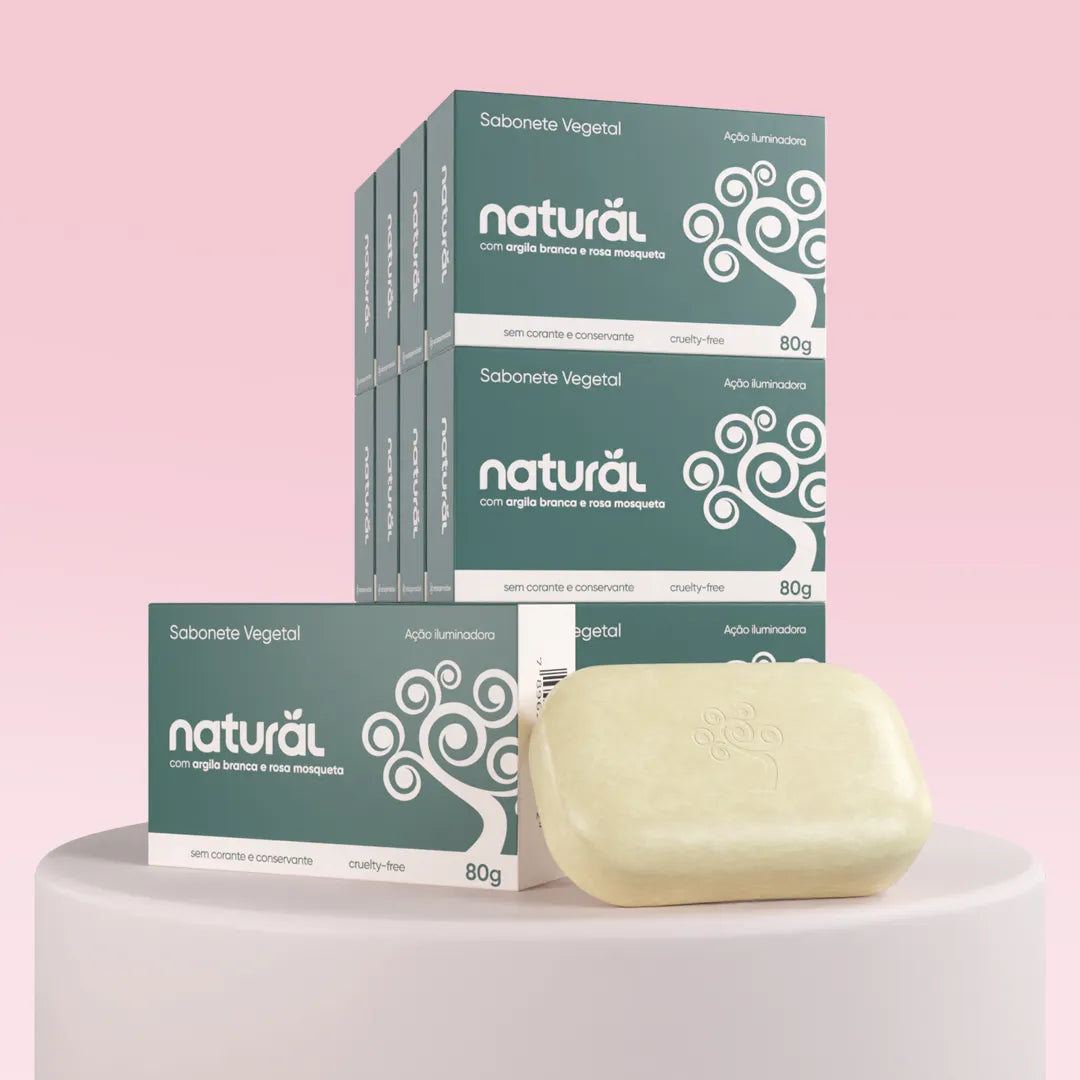 Kit Sabonete em Barra com Argila Branca e Óleo de Rosa Mosqueta - 12 unidades