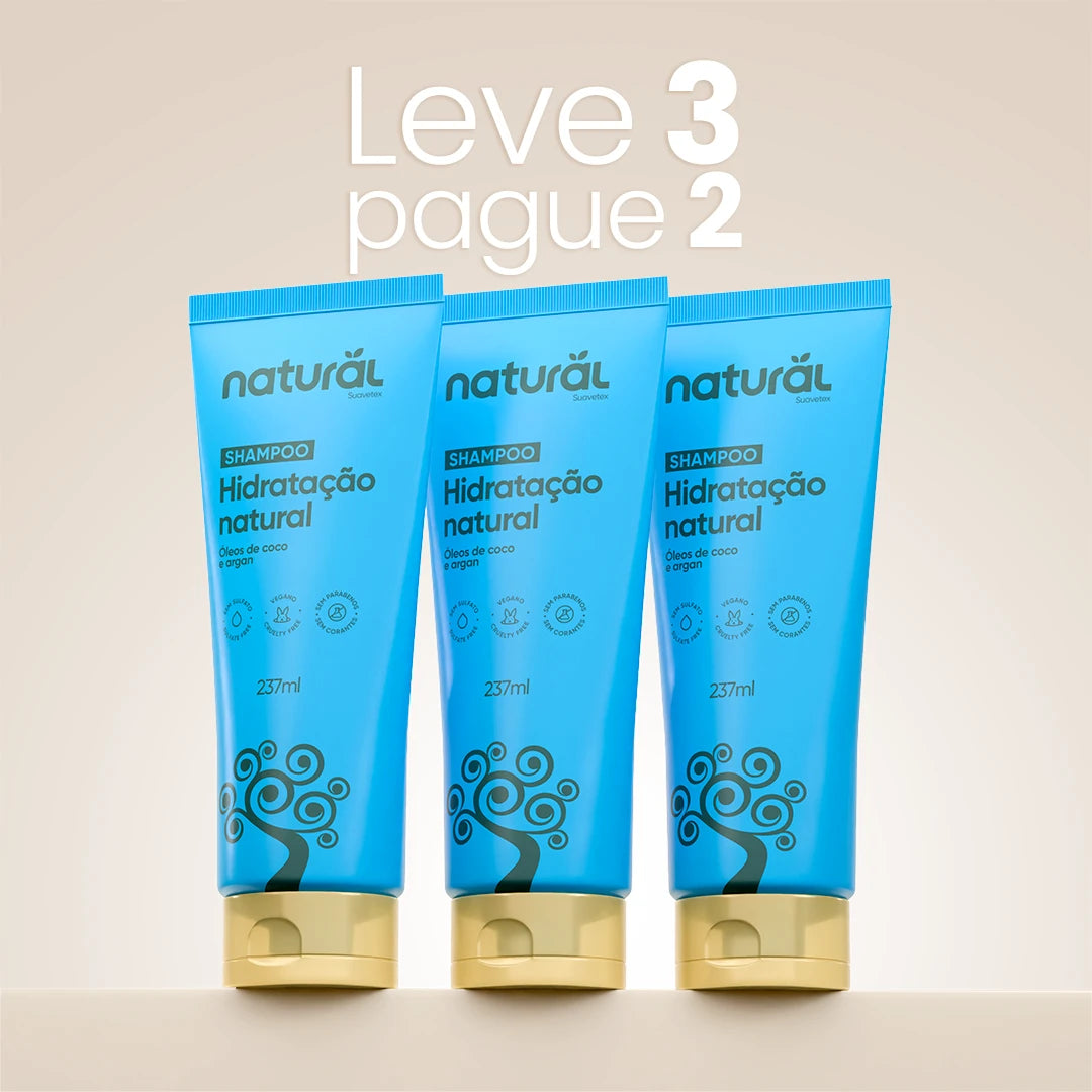 Kit 3 Shampoos Líquidos com Óleo de Coco e Argan