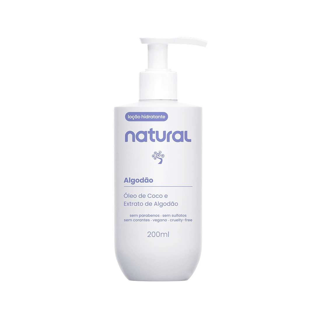 Loção Hidratante Natural Óleo de Coco e Extrato de Algodão 200ml
