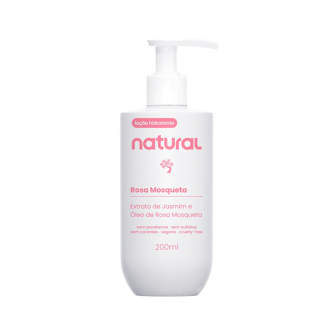 Loção Hidratante Natural com Óleo de Rosa Mosqueta e Jasmim 200ml