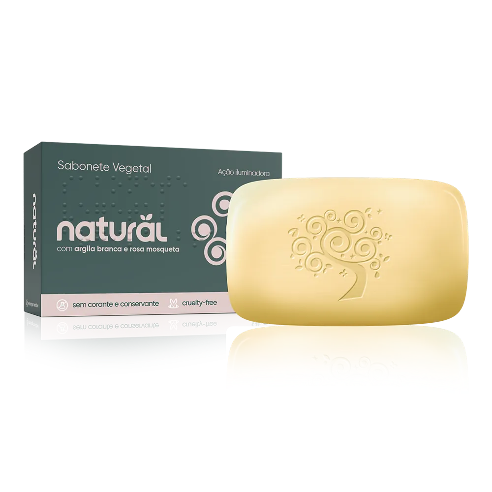Sabonete em Barra Natural com Argila Branca e Óleo de Rosa Mosqueta 80g
