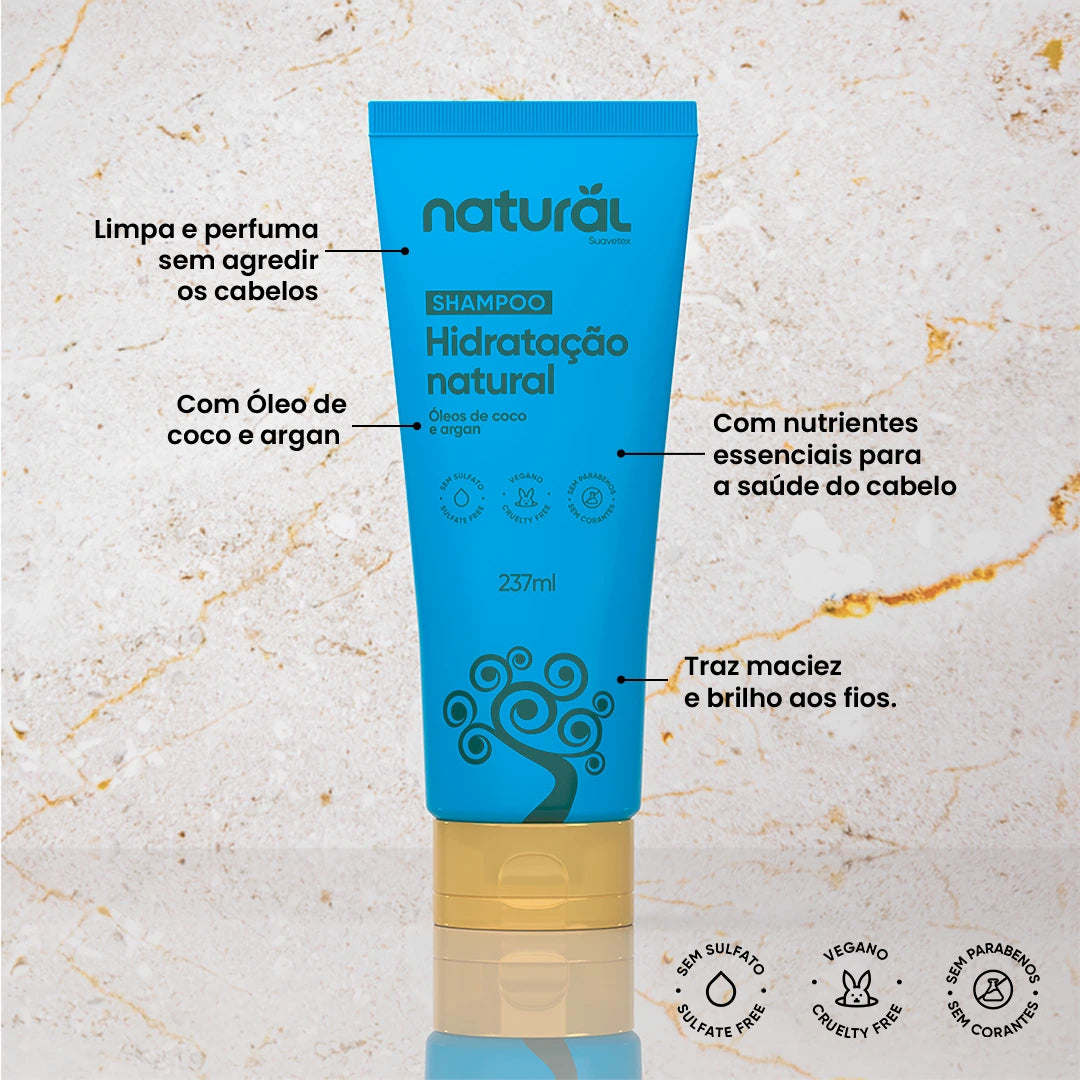 Shampoo Natural com Óleo de Coco e Argan 237mL Orgânico Natural