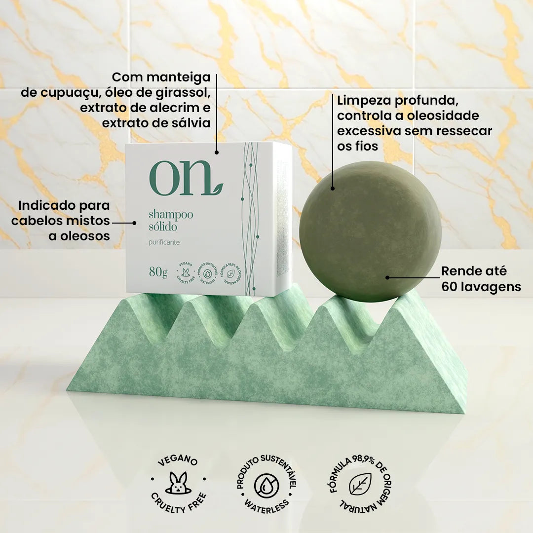Shampoo Sólido Purificante Orgânico Natural 80g