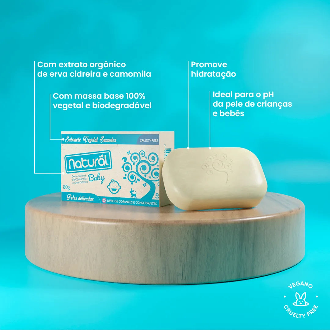 Sabonete Natural Baby com Camomila e Erva Cidreira 80g