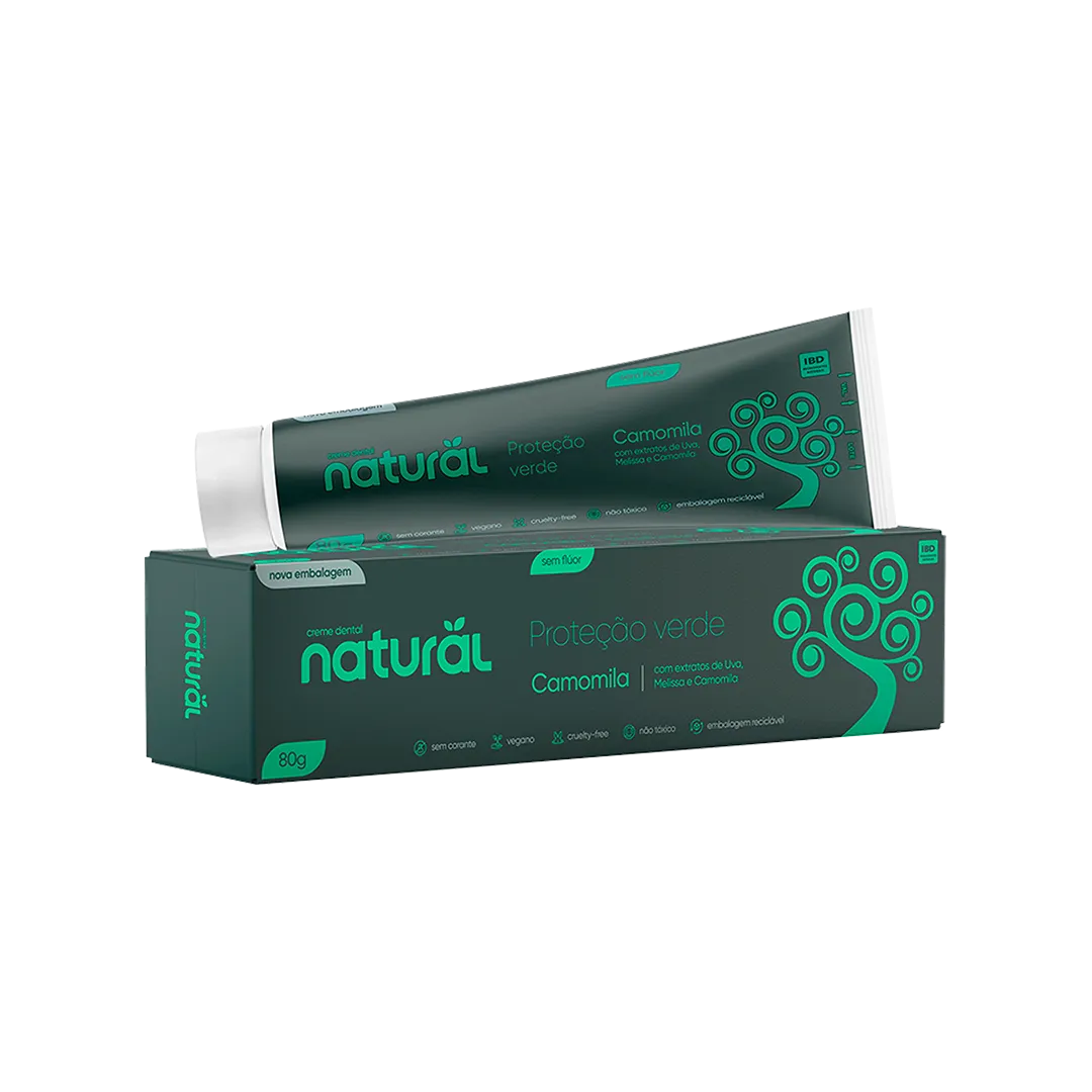Creme Dental Natural com Extratos de Camomila, Melissa e Uva 80g