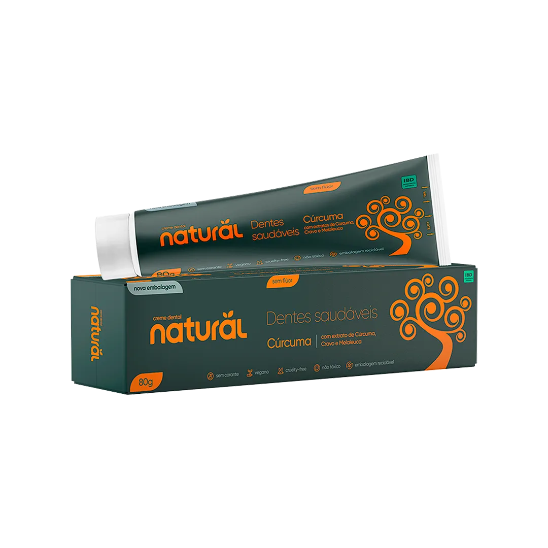 Creme Dental Natural com Extratos de Cúrcuma, Cravo e Melaleuca 80g